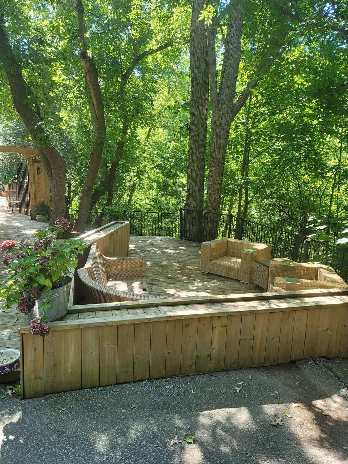 The wooden deck overlooking the garden at Aspenwood